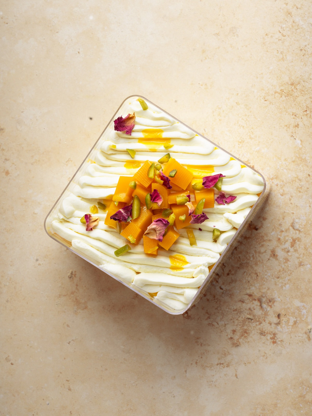 Vanilla cake w/ mango shrikhand