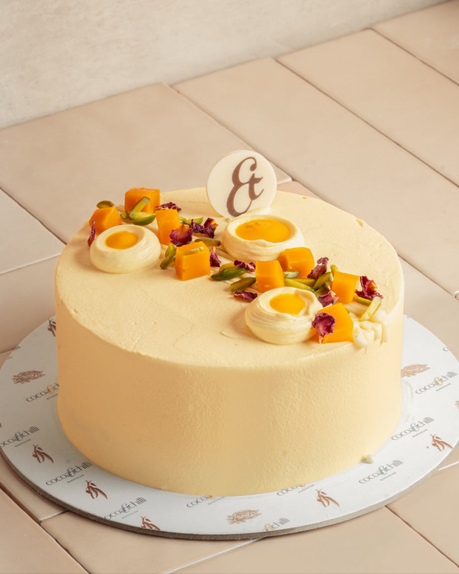 Vanilla cake w/ mango shrikhand