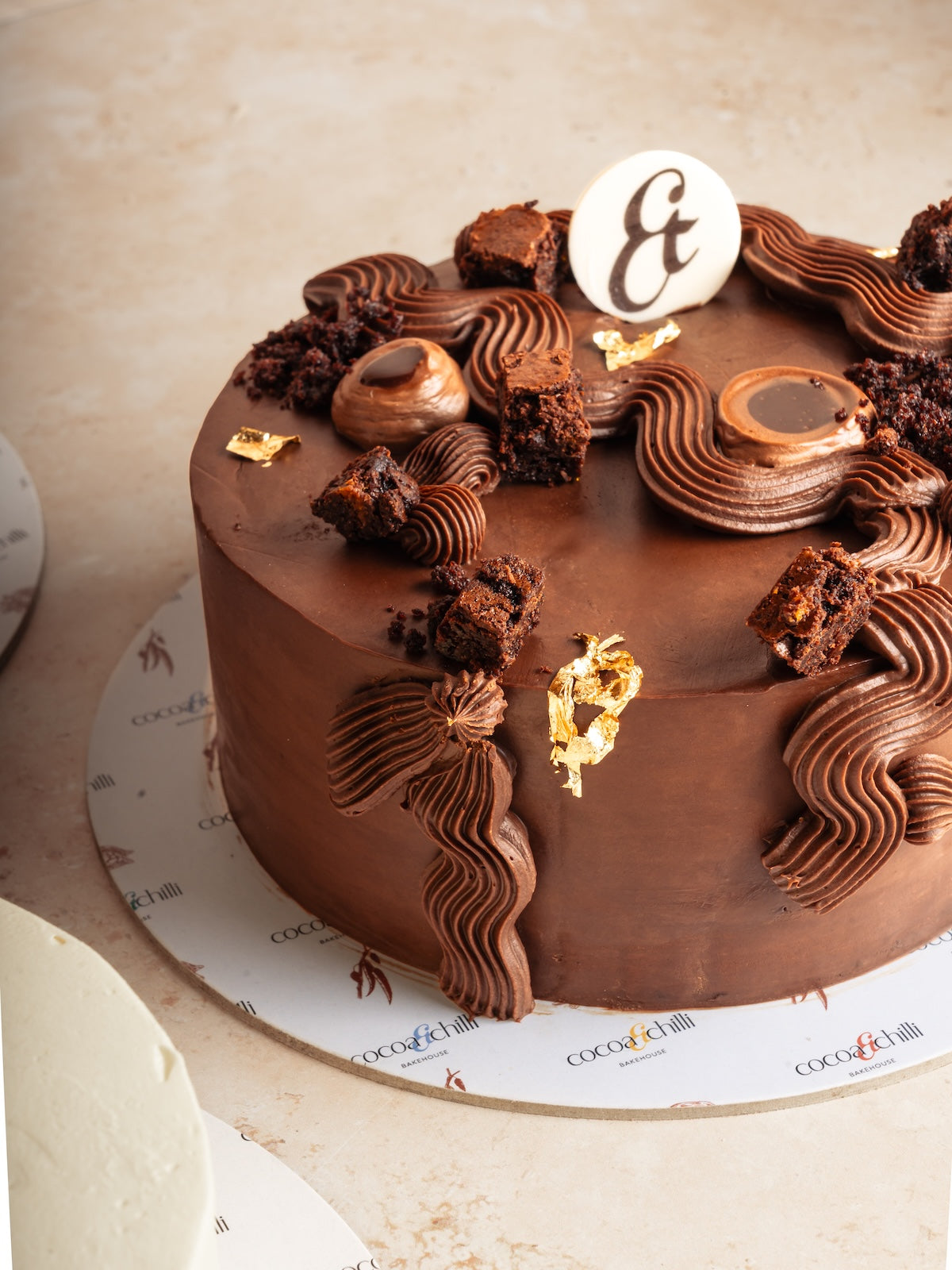 Chocolate cake w/ fudge sauce & dark chocolate ganace