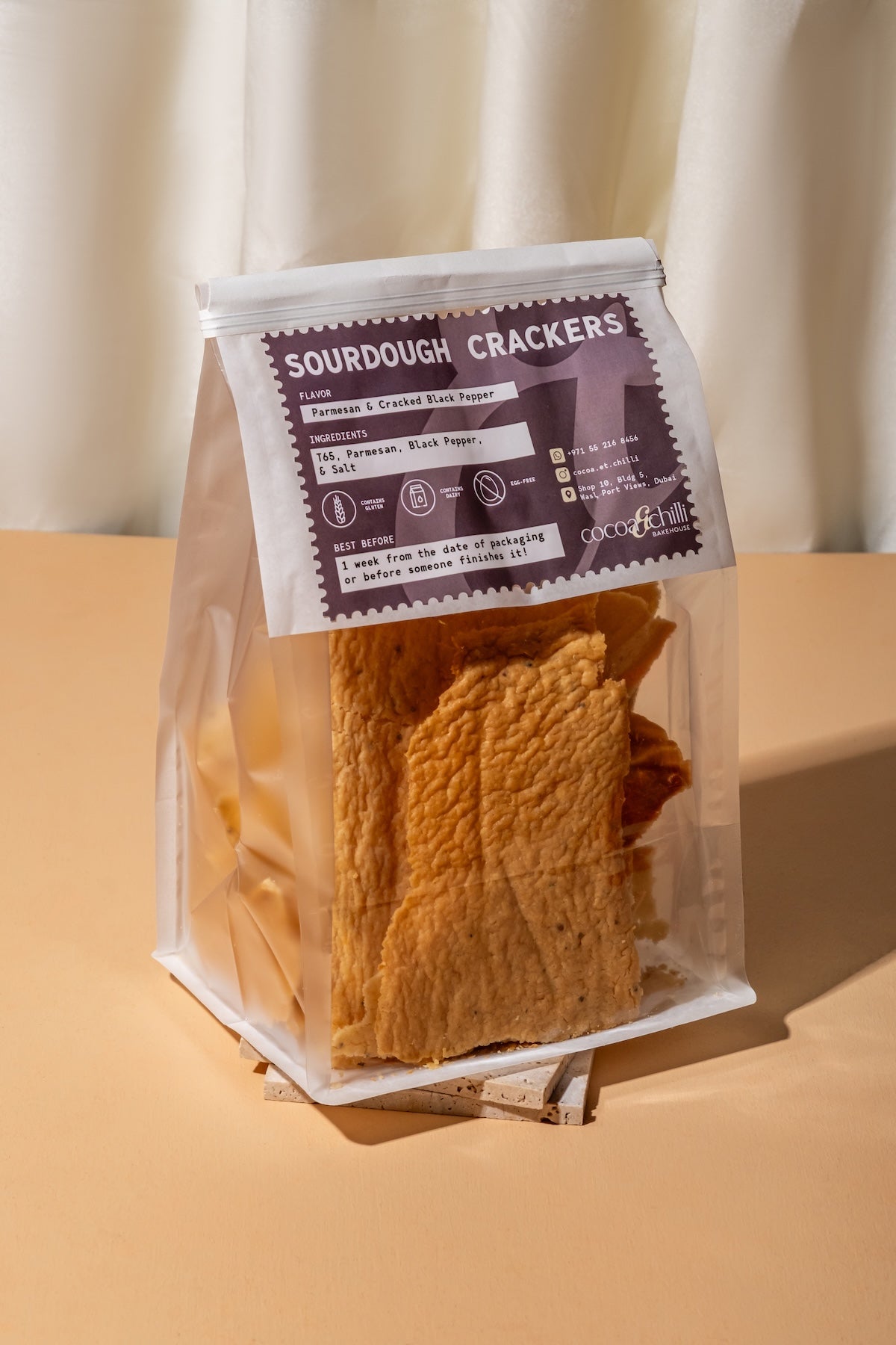 Parmesan And Cracked Black Pepper Sourdough Crackers