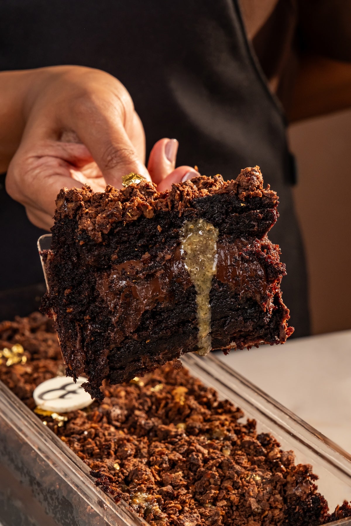 Chocolate Zaatar Hazelnut Praline Cake