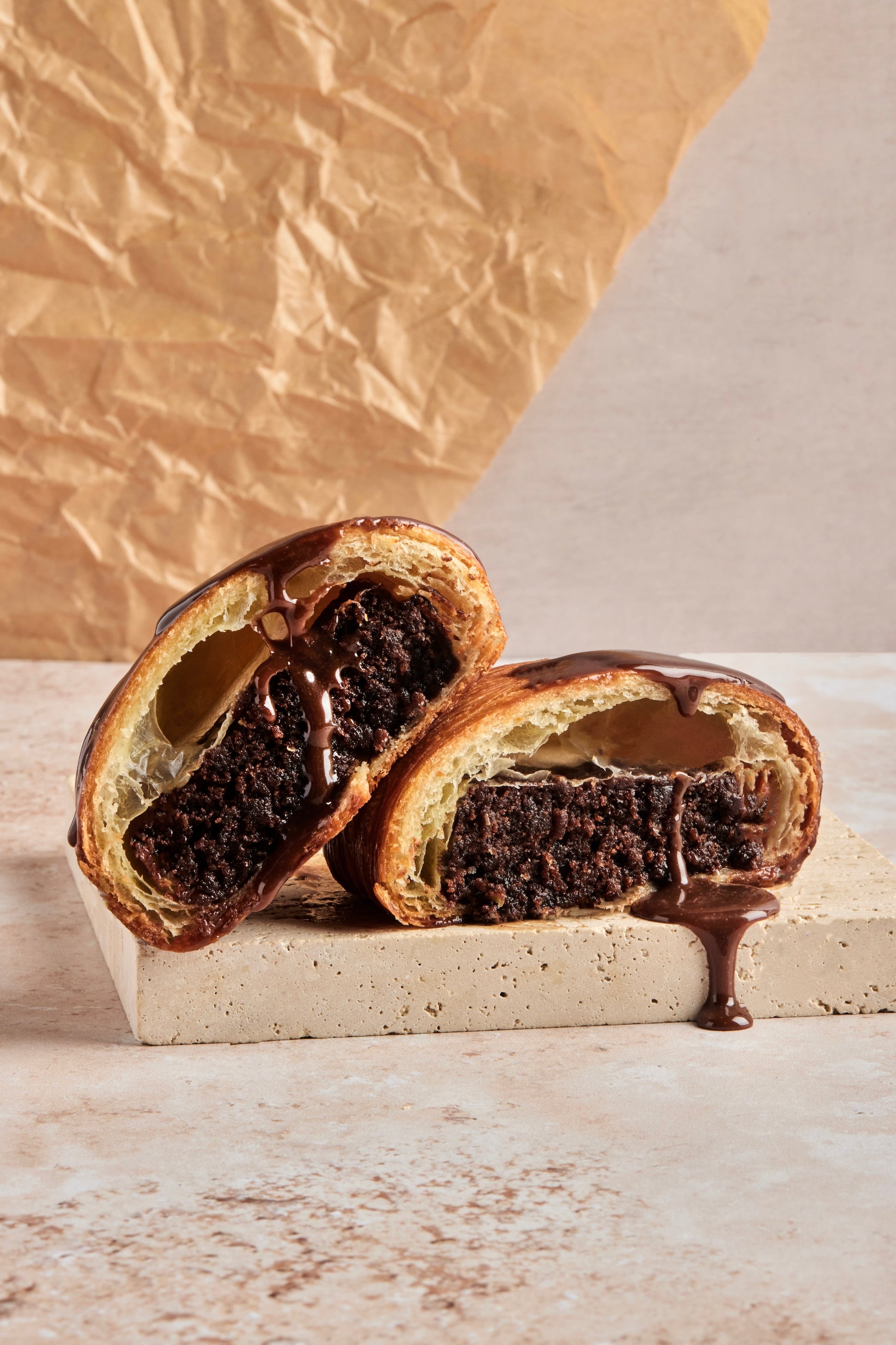 Brownie danish w/ chocolate sauce