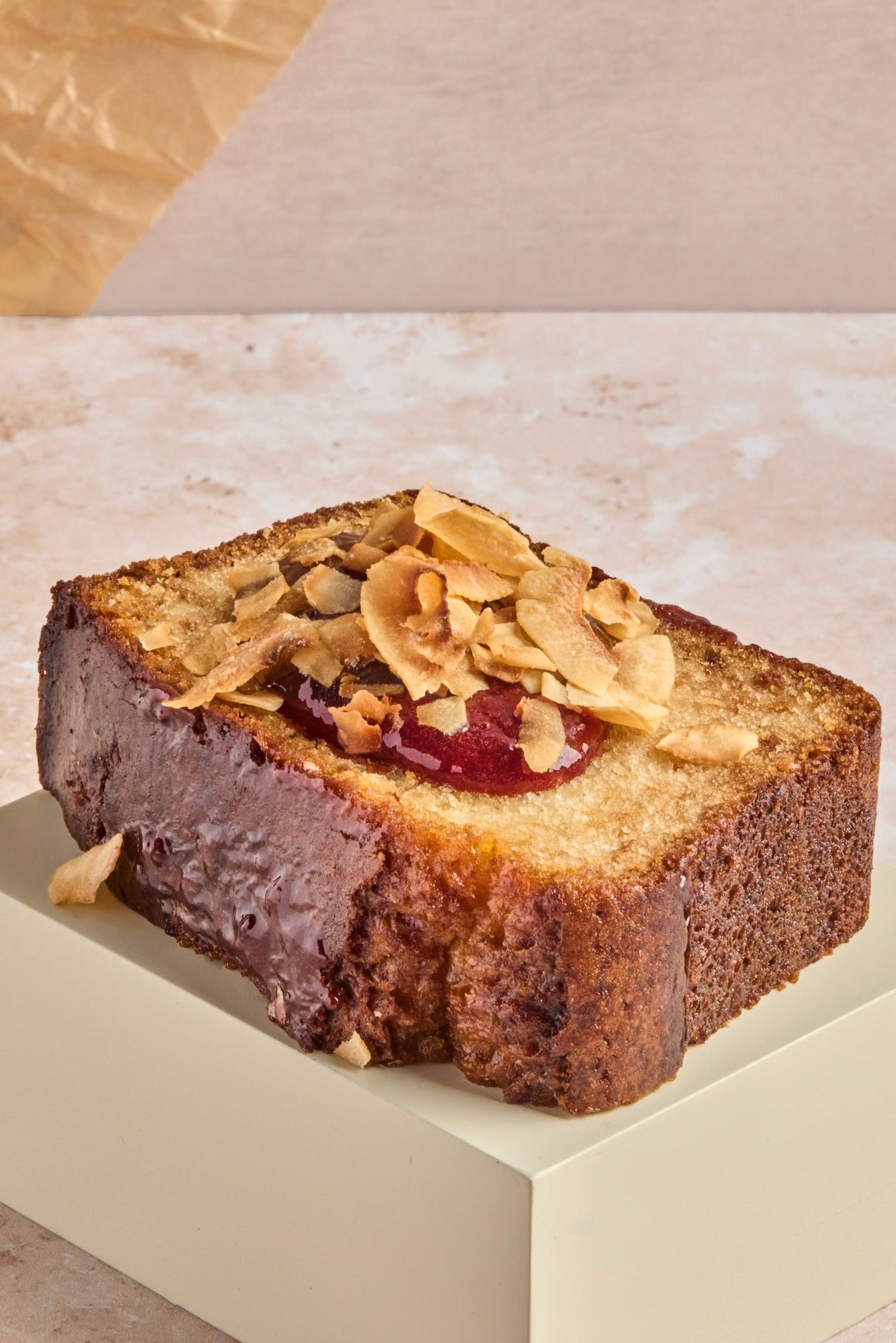 Honey jam cake slice