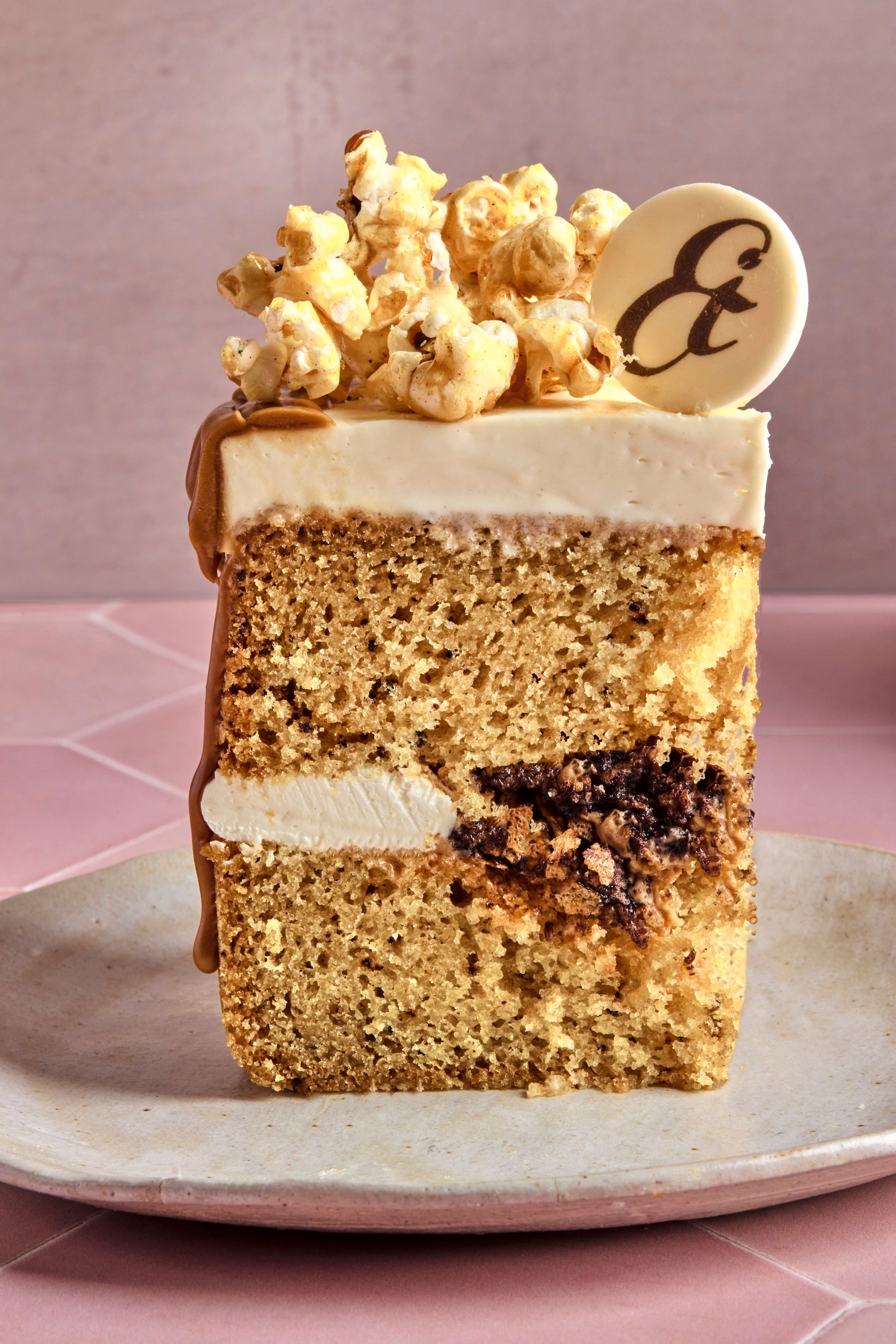 Salted caramel popcorn cake